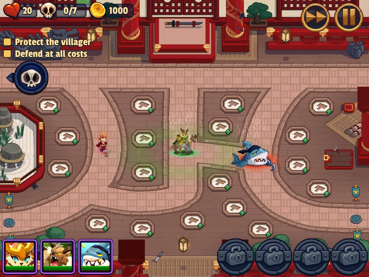 World 6 map example for tower support and late-game kill zone planning